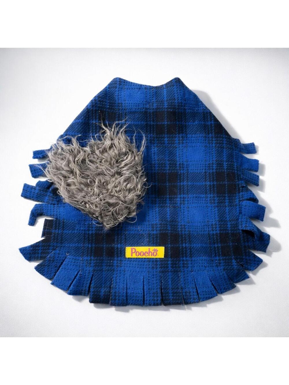 Pooch Blue and Black Plaid Dog Coat XS, Werewolf wig costume